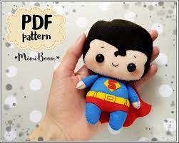 Cute Superhero Pattern Felt Super Pdf Pattern Man Comics Doll Etsy In 2021 Felt Doll Patterns Felt Dolls Felt Toys