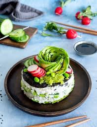 Vegan Sushi Cake Green Evi Sushi Cake Vegan Fast Food Food