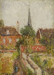 Camille Pissarro La Maison De La Sourde Et Le Clocher D Eragny 1894 Camille Pissarro Paintings Art Day Art
