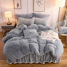15% coupon applied at checkout. Liferevo Luxury Plush Shaggy Duvet Cover Set 1 Faux Fur Duvet Cover 2 Pompoms Fringe Pillow Shams Solid Zipper Closure King Gray Buy Online In United Arab Emirates At Desertcart Ae Productid 52743140