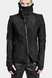 Shearling Leather High Collar Jacket Minoar Artisan Darkwear Clothing High Collar Jacket Jackets Leather Jacket Men