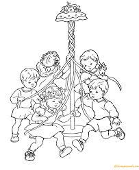 Free coloring pages to download and print. Children Maypole Dance Coloring Pages Nature Seasons Coloring Pages Coloring Pages For Kids And Adults
