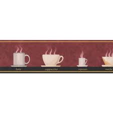 Trimz vintage wallpaper border lace swag rose. Retro Art Vintage Coffee Cups Kitchen Wallpaper Border Rona