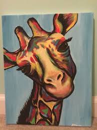 80 Easy Acrylic Canvas Painting Ideas For Beginners Giraffe Painting Painting Canvases Animal Paintings