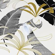 #papierpeint #aufildescouleurs #wallpaper #wallcoverings #interiordesign #interiordesignideas #deco #décoration #decorationideas #decor. Papier Peint Intisse Goodhome Selago Noir Or Et Blanc 53 Cm Castorama