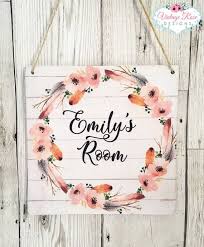 Personalised Girls Name Door Sign Hanging Plaque Feather Etsy Bedroom Door Decorations Girls Door Sign Name Plate Design