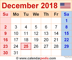 October 3, 2018 highresolution december calendar 0. December 2018 Calendar Templates For Word Excel And Pdf