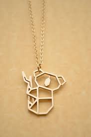 Koala Origami Necklace Geometric Animal Pendant Polished Brass Origami Necklace Geometric Animal Necklace Koala Tattoo