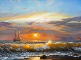 Download 171,319 sunset background stock illustrations, vectors & clipart for free or amazingly low rates! Oil Painting On Canvas Sailboat Against A Background Of Sea Sunset Photographic Print Liliya Kulianionak Art Com