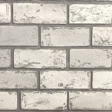 Brick wallpaper and stone wallpaper for accent walls. Metallic Brick White Silver Wallpaper Arthouse 692201 Brick Wonderwall By Nobletts