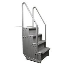 Confer 60 In Steel Drop In Pool Steps With Hand Rail Lowes Com Above Ground Pool Steps Pool Steps Above Ground Pool Ladders