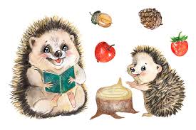 Jungle animal faces clipart set comes with 8 cute jungle animals including: Hedgehog Family Watercolor Clipart Cute Little Hedgehog Clip Art By Evgeniia Grebneva Painting Thehungryjpeg Com