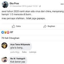 Check spelling or type a new query. Ramai Postingan Santri Soal Virus Corona Sejak 2016 Ramalan Atau Editan