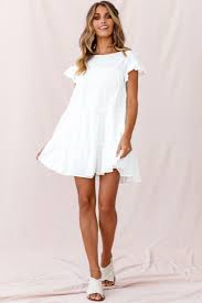 Hyacinth Ruffle Sleeve Smock Dress White Long Sleeve Dress Formal Formal Dresses With Sleeves Casual Dresses