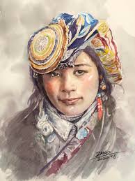 Tibetan grandma. My watercolor portrait painting