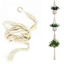Washburn 2 tier plastic hanging planter fleur de lis living size: 3 Tier Macrame Plant Hanger Cotton Rope Flower Pot Hanging Planter Basket Holder Hanging Baskets Aliexpress