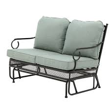 Hampton Bay Amelia Springs Outdoor Glider With Spa Cushions Fg Mdlgdr The Home Depot Outdoor Glider Outdoor Glider Chair Patio Glider