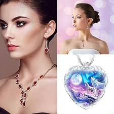 Ashley GAO Damen Halskette, 925 Sterling Silber Halskette, Kristall Glitzer  Edelstein Halskette, Wolf Anhänger Eleganter Schmuck Geburtstagsgeschenke :  Amazon.de: Fashion