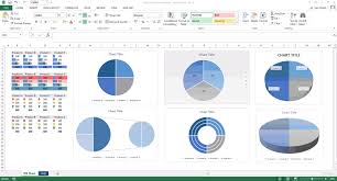 Excel Template Blue Pie Charts Templates Forms