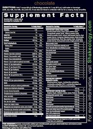 Chocolate Shakeology Nutrition Chart Shakeology Nutrition