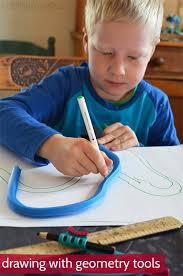Drawing With Geometry Tools Art Lessons Elementary Kids Learning Kids Sensory