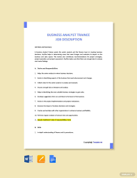 The role is a complex one. Business Analyst Trainee Job Ad Description Template Free Pdf Google Docs Word Apple Pages Template Net Job Description Template Job Description Librarian Job Description