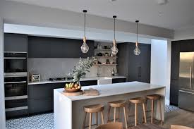 modern dark grey kitchen with black