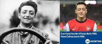 Enzo ferrari and mesut ozil many more coincidences. Go Live Betting On Twitter Enzo Ferrari Died In 1988 He Was Then Reborn As Mesut Ozil That Same Year Clone Arsenal Gunners Ferrari F1 Http T Co Cv0d5ttg92