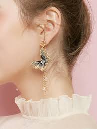 Butterfly Decor Chain Drop Earrings 1pair Affiliate Chain Decor Butterfly Drop Earrings Fashion Bracelets Jewelry Dangle Drop Earrings