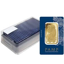 Pamp suisse's exclusive veriscan® technology uses the metal's microscopic topography, similar to a fingerprint, to identify any registered product, aiding in the detection of counterfeits. 100 Gram Pamp Suisse Lady Fortuna Gold Bar Bullion Exchanges