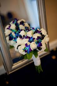 White Roses And Blue Orchids Blue Orchid Wedding Orchid Bouquet Wedding Blue Orchid Bouquet