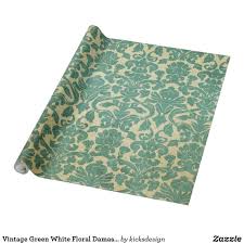 Download this premium vector about vintage floral. Vintage Green White Floral Damask Pattern Wrapping Paper Zazzle Com