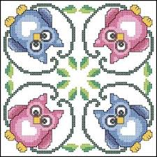 Free Owl Cross Stitch Pattern For Biscornu Or Pincushion