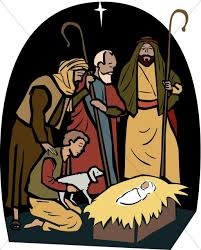 The Shepherds Visit The Manger Nativity Clipart Known as the miracle birth and christmas, this scene includes mary and joseph, two shepherds with lambs, the magi with gifts, and an angel overhead. the shepherds visit the manger