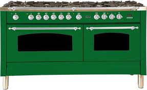 Forte 48 inch freestanding all gas range with natural gas, 8 sealed burners, double ovens, 5.53 cu. Ilve Upn150fdmpvsxlp 60 Nostalgie Series Freestanding Double Oven Dual Fuel Range With 8 Sealed Burners And Griddle In Emerald Green Ilve Upn150fdmpvsxlp Dual Fuel Range Voss Tv