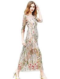 Womens Sheer Embroidered Floral Cocktail Dress With Cami Dress Bohemian Summer Dresses Floral Cocktail Dress Women S Fashion Dresses