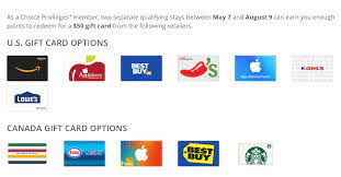 Send someone a hotels.com gift card today. Choice Privileges 8 000 Points Every 2 Stays May 7 Aug 9 2019 Loyalty Traveler