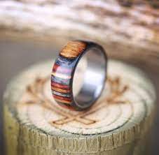 Men S Brown Grey And Red Dyed Birch Wood Wedding Ring Fully Customizable Wood Wedding Ring Mens Wood Wedding Ring Titanium Wedding Rings