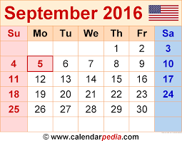 King's birthday celebrations postponed but june 7 still a. September 2016 Calendar Templates For Word Excel And Pdf