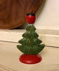 Mid Century Vintage Swedish Wood Christmas Tree Candle Holder 3 Red Base Sweden 10 00 Picclick