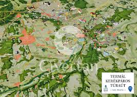 Szintvonalköz 10 m, domborzatárnyékolás nevezetességek ábrázolása turisztikai tartalom. A Turizmust Tamogato Az Utazast Segito Latvanyterkepek