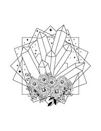 This aesthetic coloring page is quite dynamic. Aestheics Crystals And Flowers Coloring Page Free Printable Coloring Pages For Kids