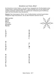 Maybe you would like to learn more about one of these? Wortfindungsubung Akrostichon Winter Schreiben Therapiematerial Fur Die Logopadie Madoo Net