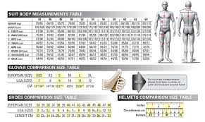 32 Accurate Sabelt Race Suit Size Chart