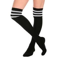 Black And White Cushioned Knee High Crew Socks Hot Topic 6 99 Liked On Polyvore Featur Black And White Socks White Knee High Socks Striped Knee High Socks