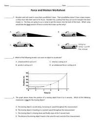 Force And Motion Worksheet Force And Motion Elementary School Science Motion Graphs