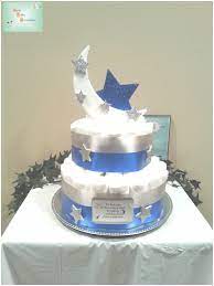 My New Moon Stars Diaper Cake Was Created For A Friend And Includes Approximately 55 Diape Baby Shower Cakes Neutral Baby Diaper Cake Baby Shower Diaper Cake