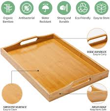 Coffee tables & coffee table sets. Buy Large Bamboo Serving Tray With Handles Food Trays For Coffee Table Ottoman Tray For Breakfast Dinner Tea Used In Bedroom Living Room Kitchen Bathroom Hospital 16 3 X12 3 X2 Online In Indonesia B08sjlwms8