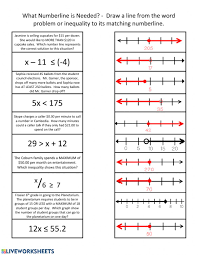 Inequality To Numberline Matching Worksheet
