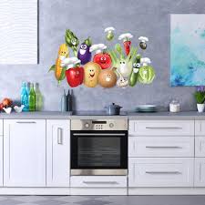 Smiling Vegetables Wall Decal Kitchen Wall Stickers Kitchen Wall Colors Living Room Partition Design